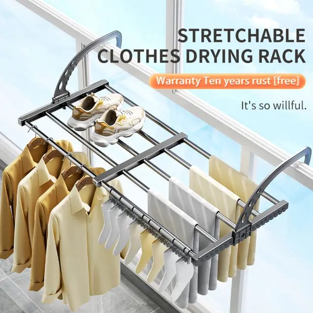 Foldable Clothes Drying Rack – Stainless Steel Multi-Purpose Organizer for Balcony, Bedroom, Towels, Clothes, and Shoes, Adjustable 50–80cm