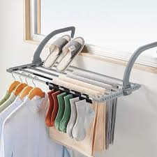 Foldable Clothes Drying Rack – Stainless Steel Multi-Purpose Organizer for Balcony, Bedroom, Towels, Clothes, and Shoes, Adjustable 50–80cm