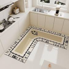 Kitchen Carpet L-Shape Floor Mat – Non-Slip, Absorbent, Quick-Drying Area Rug for Kitchen, Bathroom, or Entryway, 70×70cm