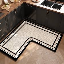 Kitchen Carpet L-Shape Floor Mat – Non-Slip, Absorbent, Quick-Drying Area Rug for Kitchen, Bathroom, or Entryway, 70×70cm