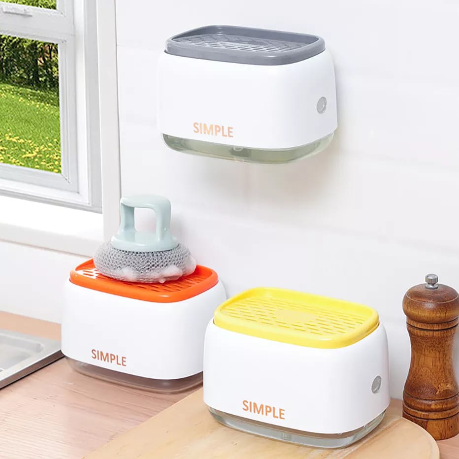 Automatic Soap Dispenser Bottle – Touchless Liquid Soap Pump with Built-In Sponge Holder, Kitchen Soap Dispenser for Hygiene and Convenience