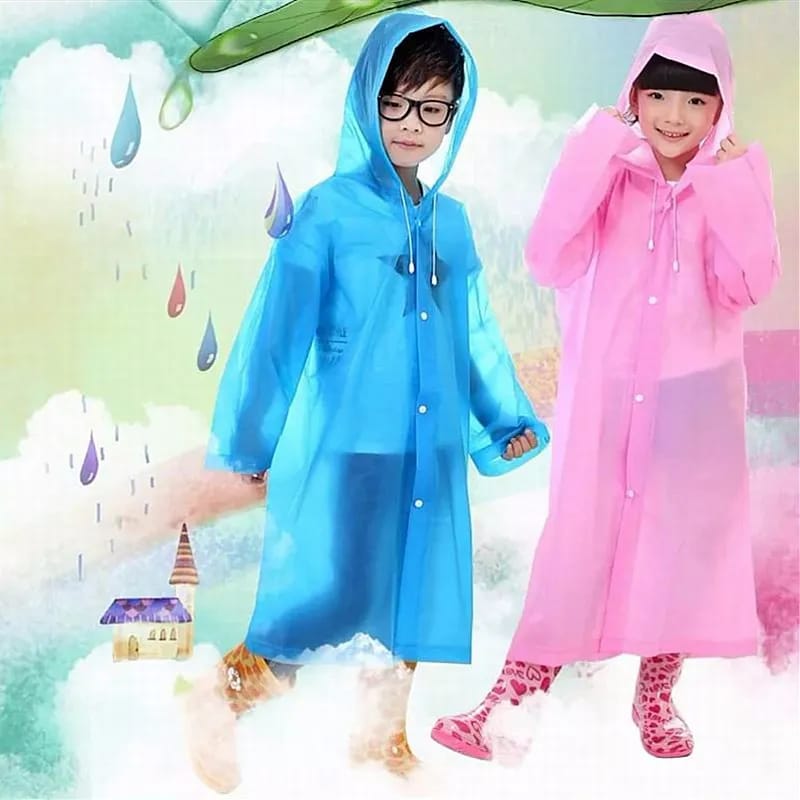 Children Raincoat Waterproof Hooded EVA Rainwear for Kids Age 4-12, Durable, Lightweight, and Comfortable