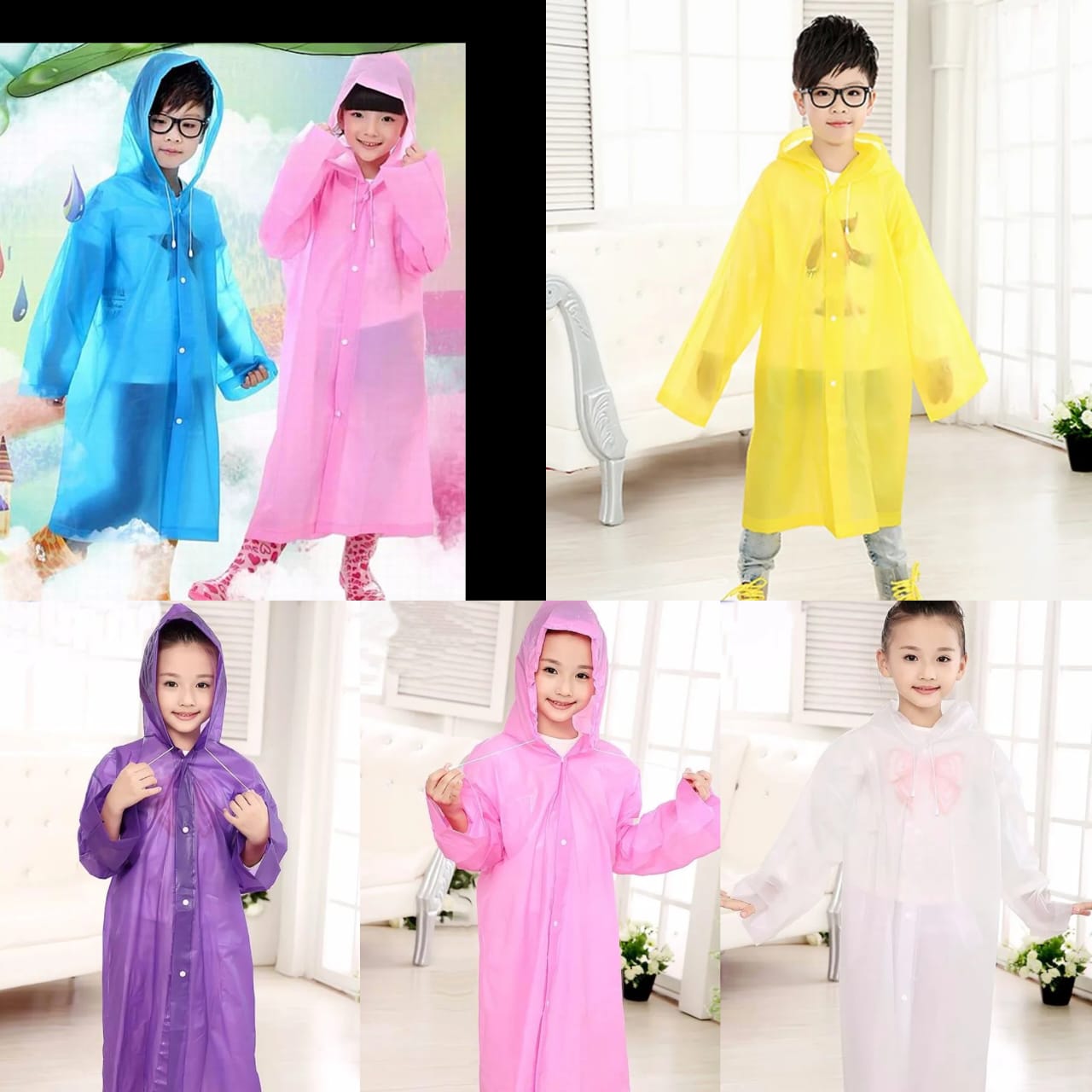Children Raincoat Waterproof Hooded EVA Rainwear for Kids Age 4-12, Durable, Lightweight, and Comfortable