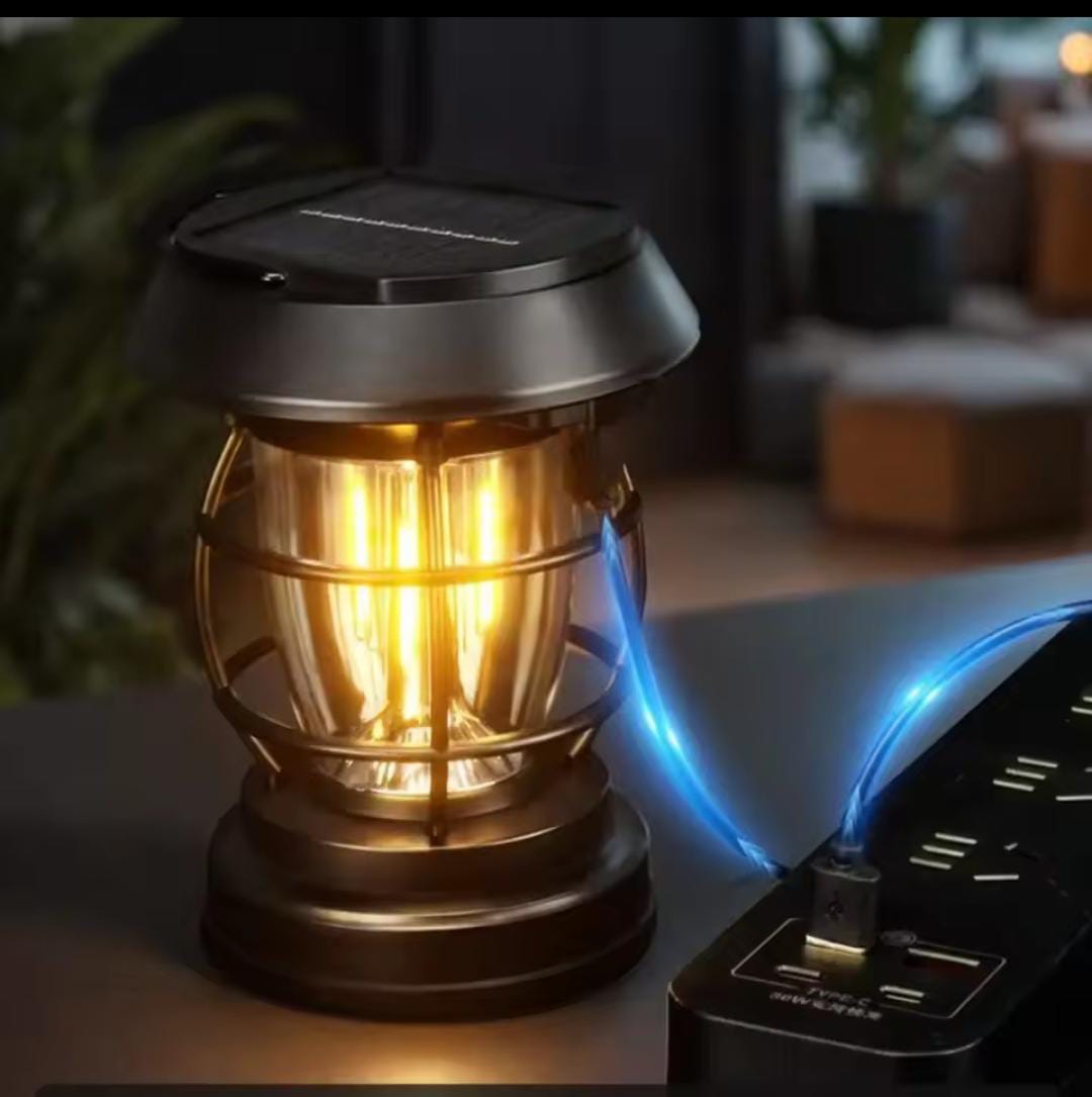 Solar Sensor Light, Motion-Activated Outdoor Lamp, Dual Power Solar & Electric, Ideal for Camping, Hiking, Garden, and Home Decor