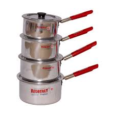 4-Piece Stainless Steel Sufuria Set with Heat-Resistant Handles, Durable & Heavy-Duty Cooking Pots for Everyday Kitchen Use