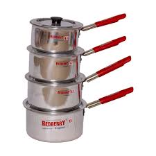 4-Piece Stainless Steel Sufuria Set with Heat-Resistant Handles, Durable & Heavy-Duty Cooking Pots for Everyday Kitchen Use