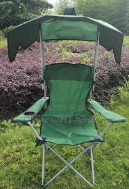 Portable Camping Chair with Canopy Shade, Foldable Outdoor Chair with Sun Protection Canopy, Heavy Duty Steel Frame, Cup Holder, Carry Bag, Ideal for Camping, Beach, Fishing, Outdoor Events and Travel