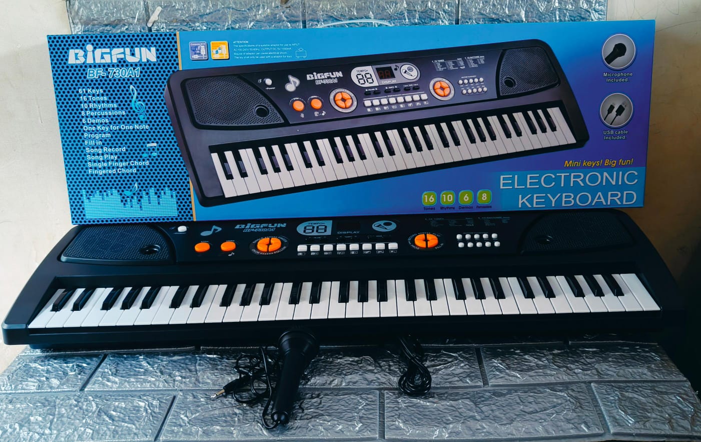 61 Keys Portable Electronic Keyboard Piano with LED Display, USB Powered, Multiple Tones & Rhythms, Ideal for Beginners, Kids & Music Enthusiasts