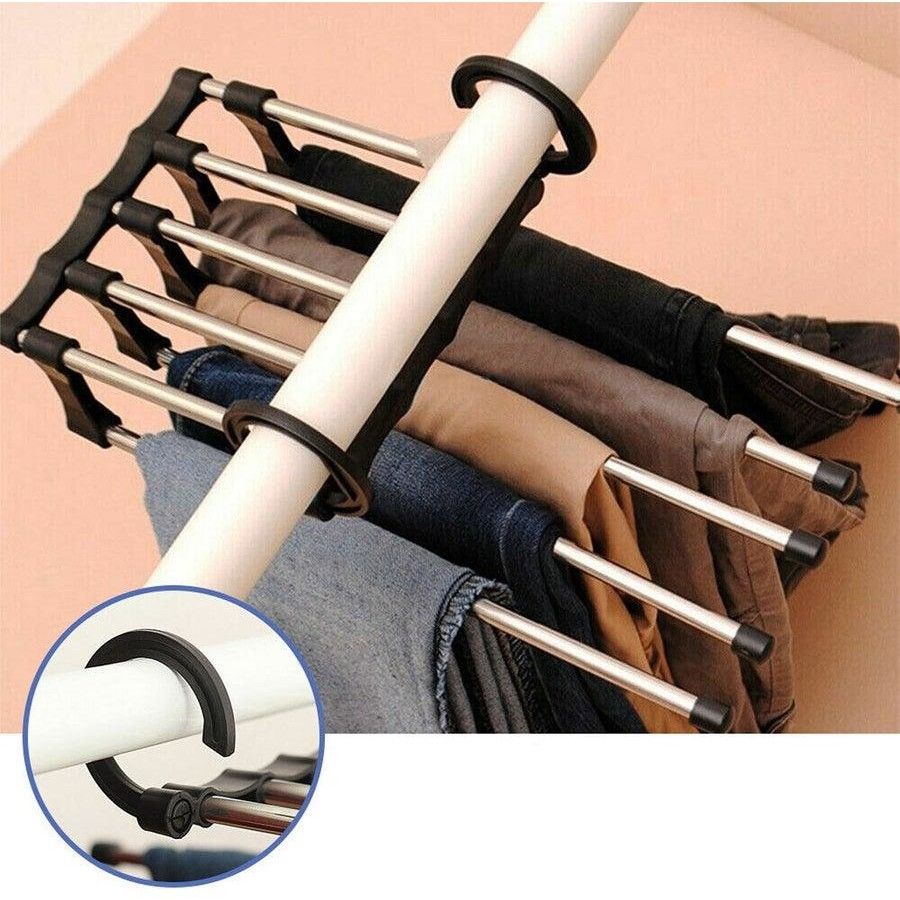 5in1 Multi-Functional 5-Layer Pants Hanger Space-Saving Trouser Rack Organizer for Closet