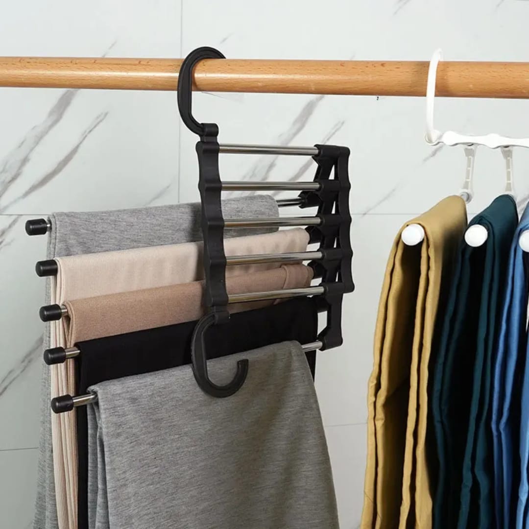 5in1 Multi-Functional 5-Layer Pants Hanger Space-Saving Trouser Rack Organizer for Closet