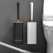 Luxury Toilet Brush & Holder Set – Punch-Free Hanging Bathroom Cleaning Brush with Soft TPR Bristles, ABS Material, Deep Clean, Modern Bathroom Accessory
