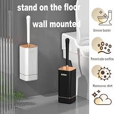Luxury Toilet Brush & Holder Set – Punch-Free Hanging Bathroom Cleaning Brush with Soft TPR Bristles, ABS Material, Deep Clean, Modern Bathroom Accessory