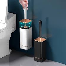 Luxury Toilet Brush & Holder Set – Punch-Free Hanging Bathroom Cleaning Brush with Soft TPR Bristles, ABS Material, Deep Clean, Modern Bathroom Accessory