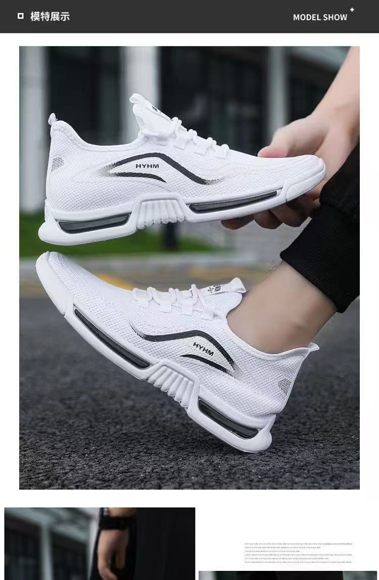 Wholesale of new summer sports and trendy shoes for men in foreign trade, anti-slip casual running shoes, breathable and comfortable white sneakers