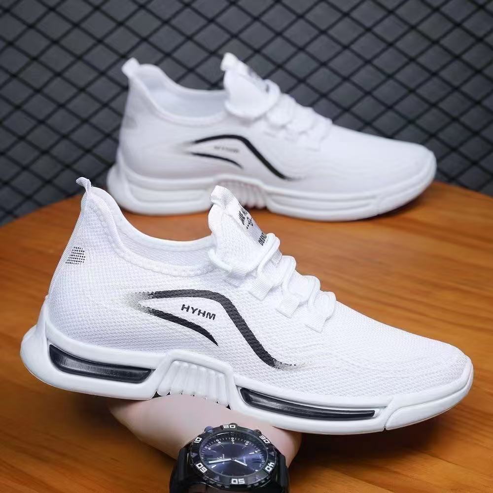 Wholesale of new summer sports and trendy shoes for men in foreign trade, anti-slip casual running shoes, breathable and comfortable white sneakers