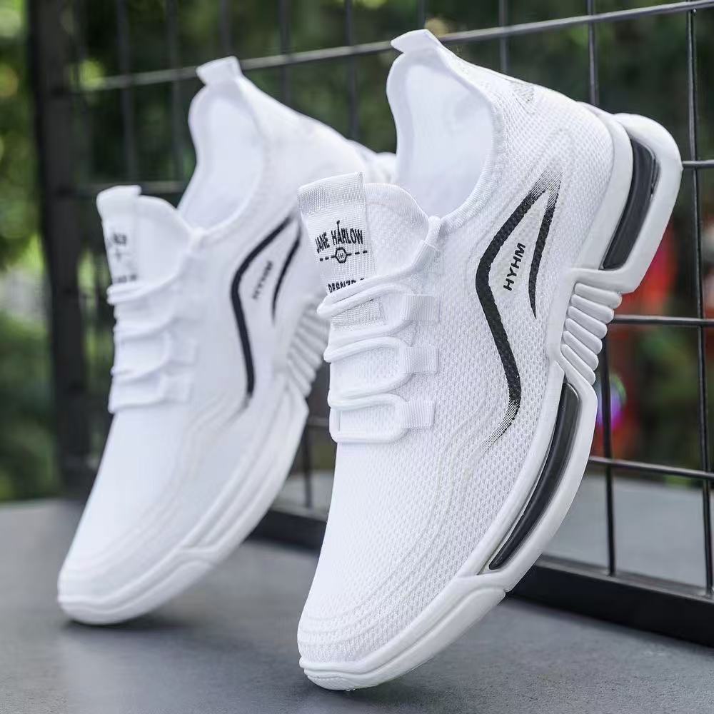 Wholesale of new summer sports and trendy shoes for men in foreign trade, anti-slip casual running shoes, breathable and comfortable white sneakers