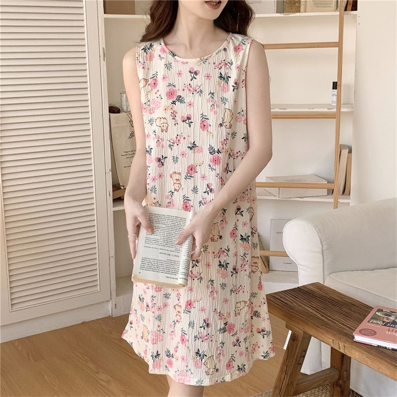 Hot-selling nightgowns, summer vest dresses, cartoon-printed cute pajamas, women's home wear. Large quantities available with discounts