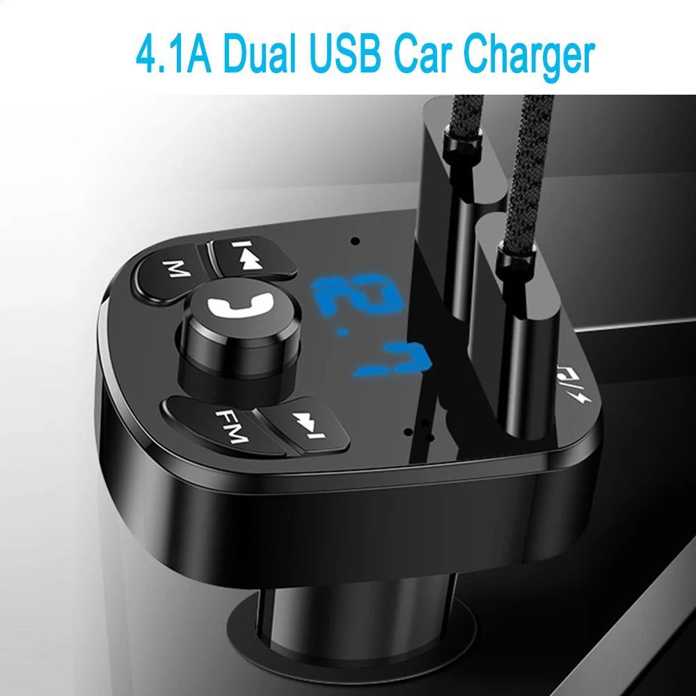 Car Charger FM Transmitter Bluetooth Audio Dual USB Car MP3 Player Autoradio Handsfree Charger 3.1A Fast Charger Car Accessories