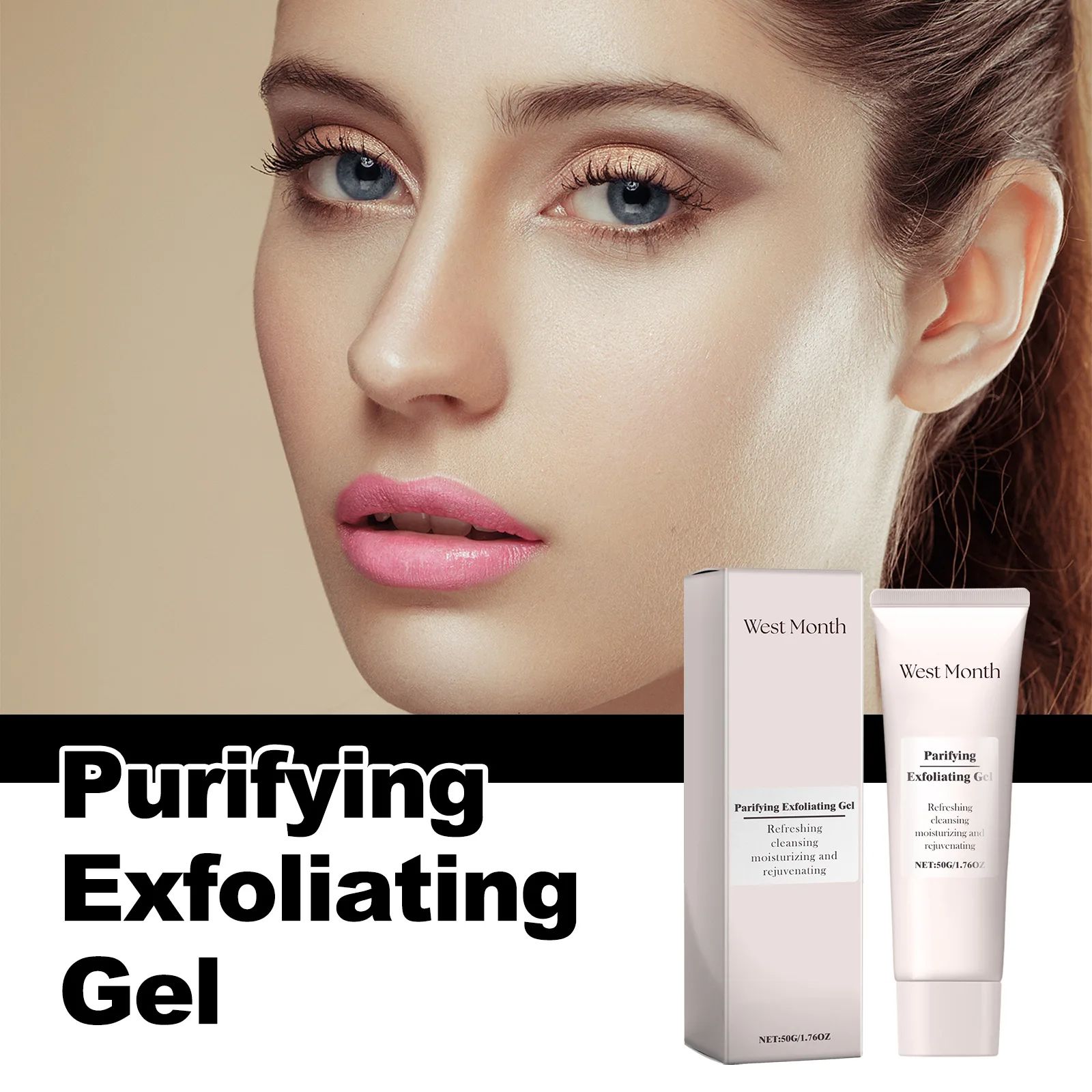 West&Month 50g Purifying Exfoliating Gel Cleaning Pores Blackhead Dark Dead Skin Remover Repair Cleans Dirt Oil Face Body Gel
