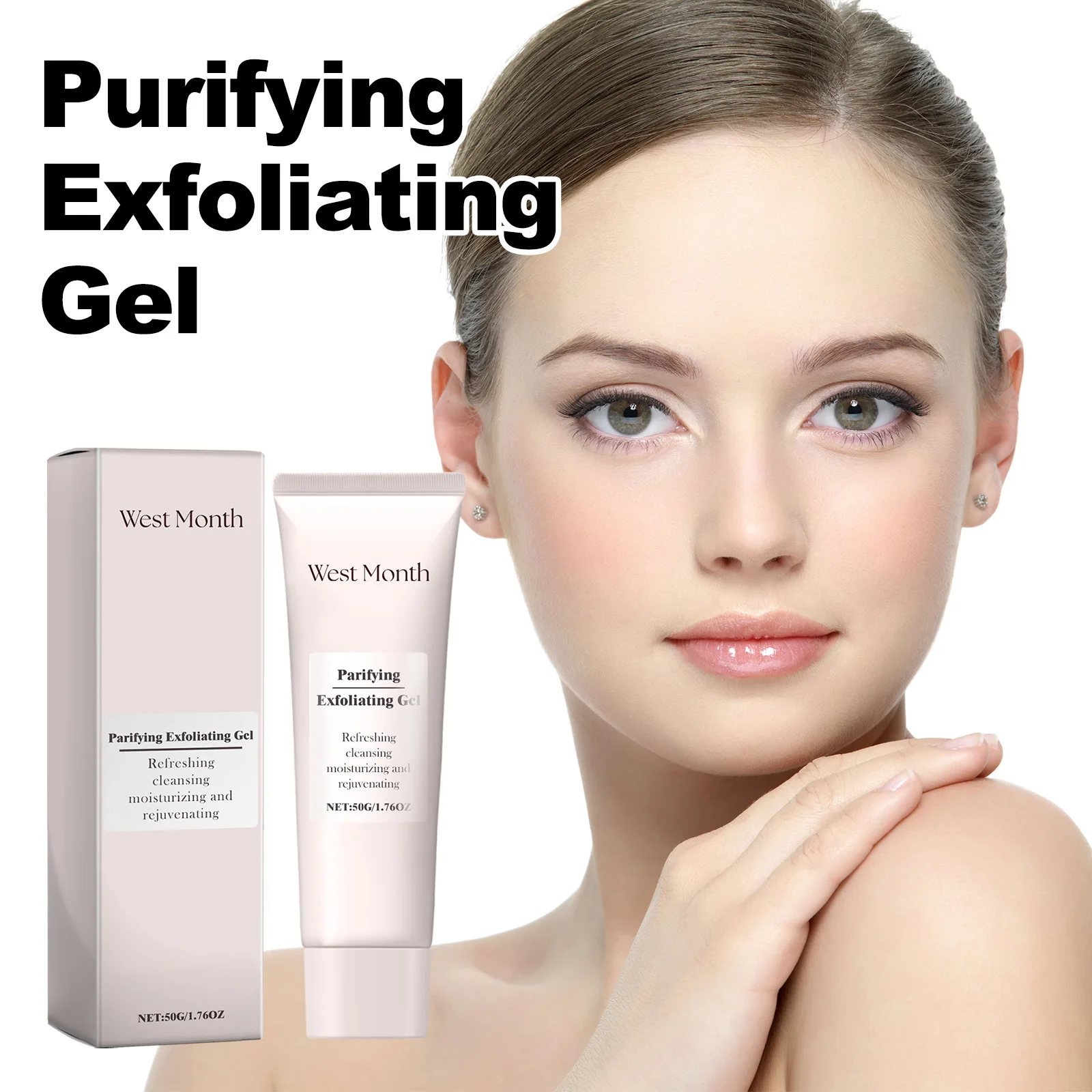 West&Month 50g Purifying Exfoliating Gel Cleaning Pores Blackhead Dark Dead Skin Remover Repair Cleans Dirt Oil Face Body Gel