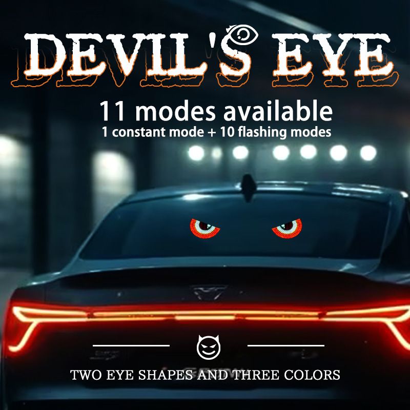 2PCS LED Signal Lights Car Expression Strobe Warning Light For Car Windshield USB Flashing Devil’s Eyes Glow Flexible LED Panel