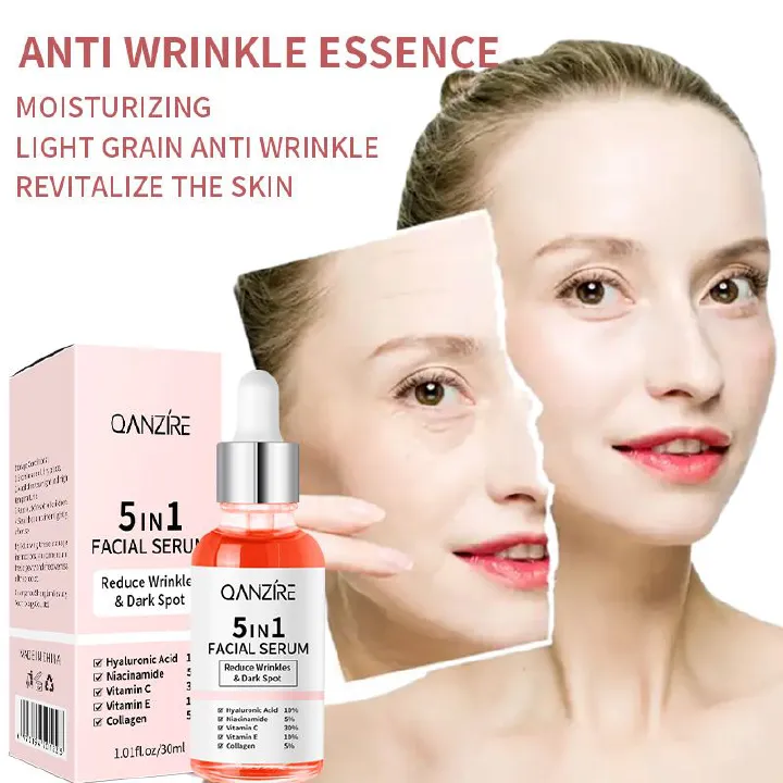 Jaysuing Hyaluronic Acid Face Serum 5 In 1 Moisturizing Whiten-ing Anti Wrink-le Agin-g Vitamin C Shrink Pores Serum Skin Care