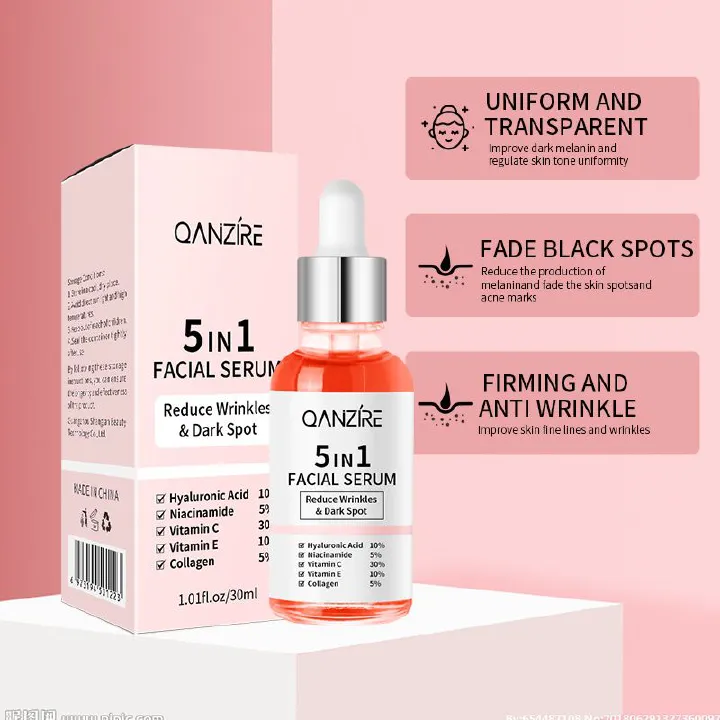 Jaysuing Hyaluronic Acid Face Serum 5 In 1 Moisturizing Whiten-ing Anti Wrink-le Agin-g Vitamin C Shrink Pores Serum Skin Care