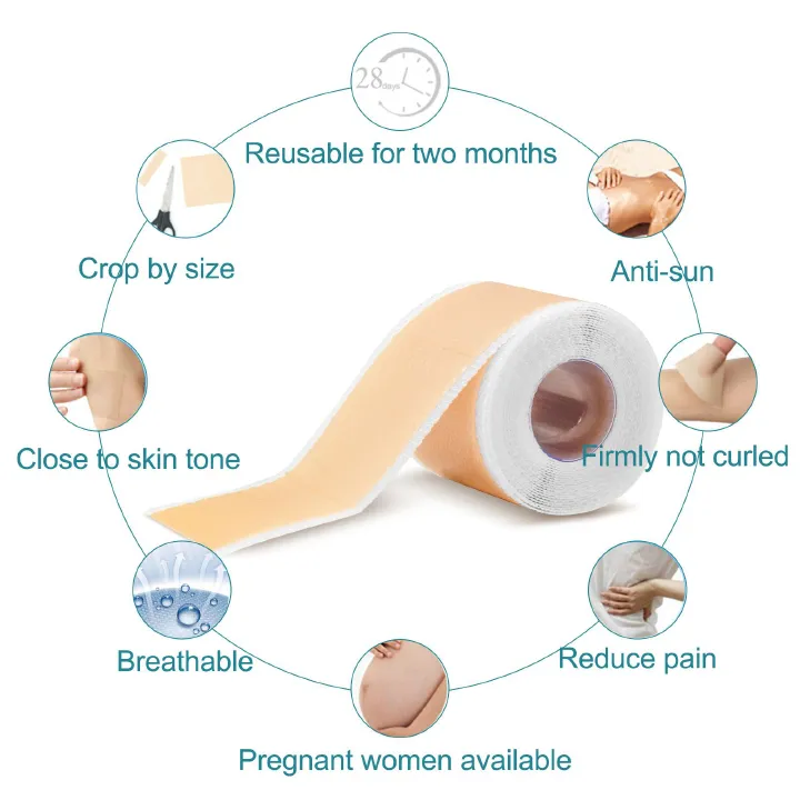 2Roll Silicone Scar Sheets Keloid Bump Removal Strips, Scar Reducing Treatments Surgical Scars,Burn,Tummy Tucks,Acne,C-Section