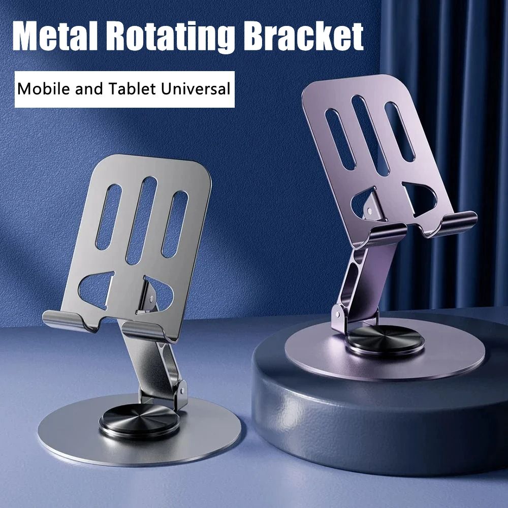 All Metal Aluminum 360 Rotation Mobile Phone Holder Universal Bracket Folding Double Shaft Design Stable Anti Fall