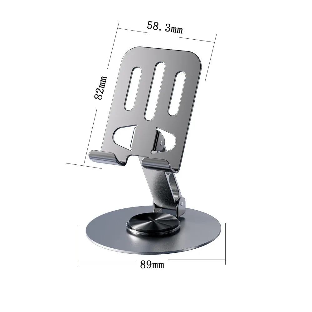 All Metal Aluminum 360 Rotation Mobile Phone Holder Universal Bracket Folding Double Shaft Design Stable Anti Fall