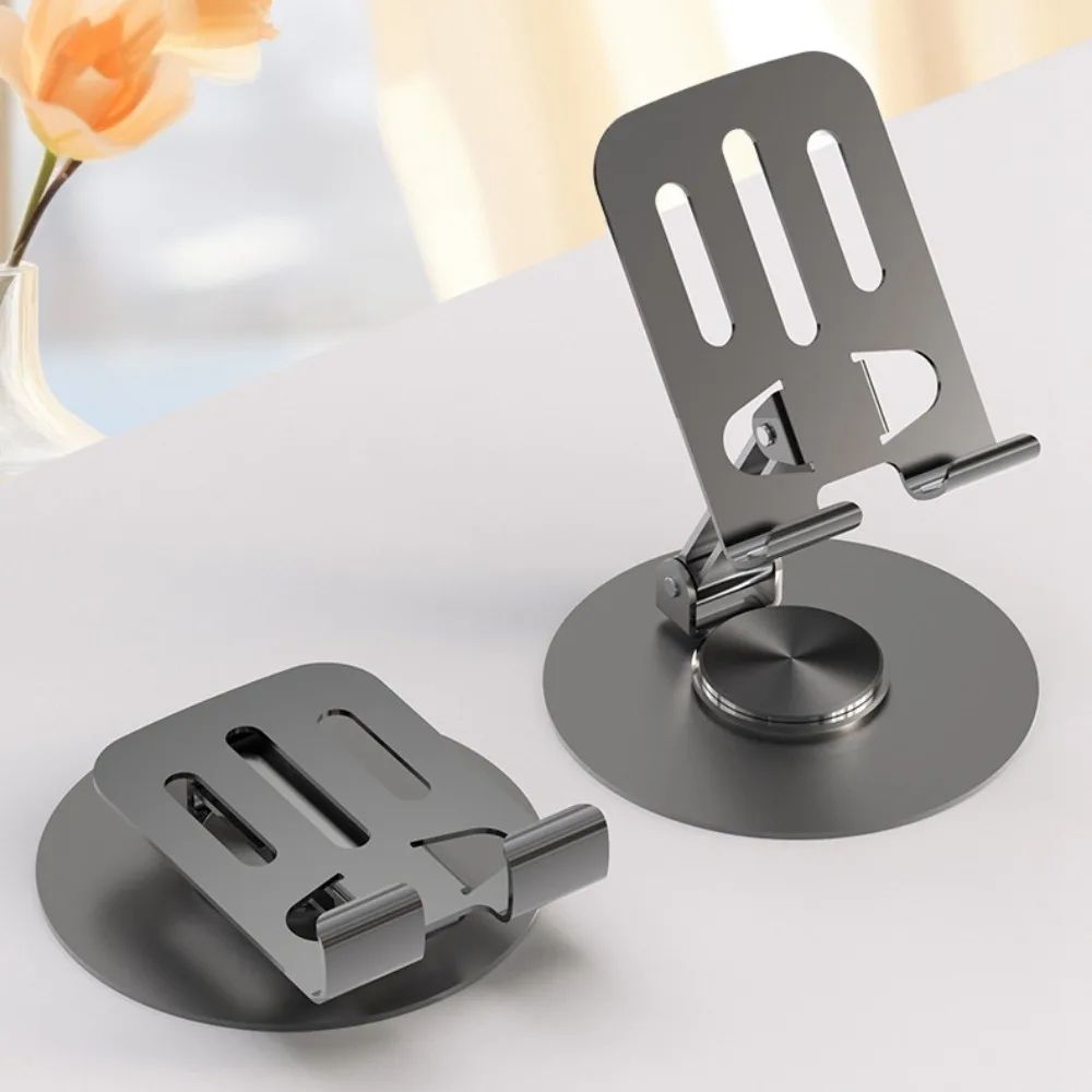 All Metal Aluminum 360 Rotation Mobile Phone Holder Universal Bracket Folding Double Shaft Design Stable Anti Fall