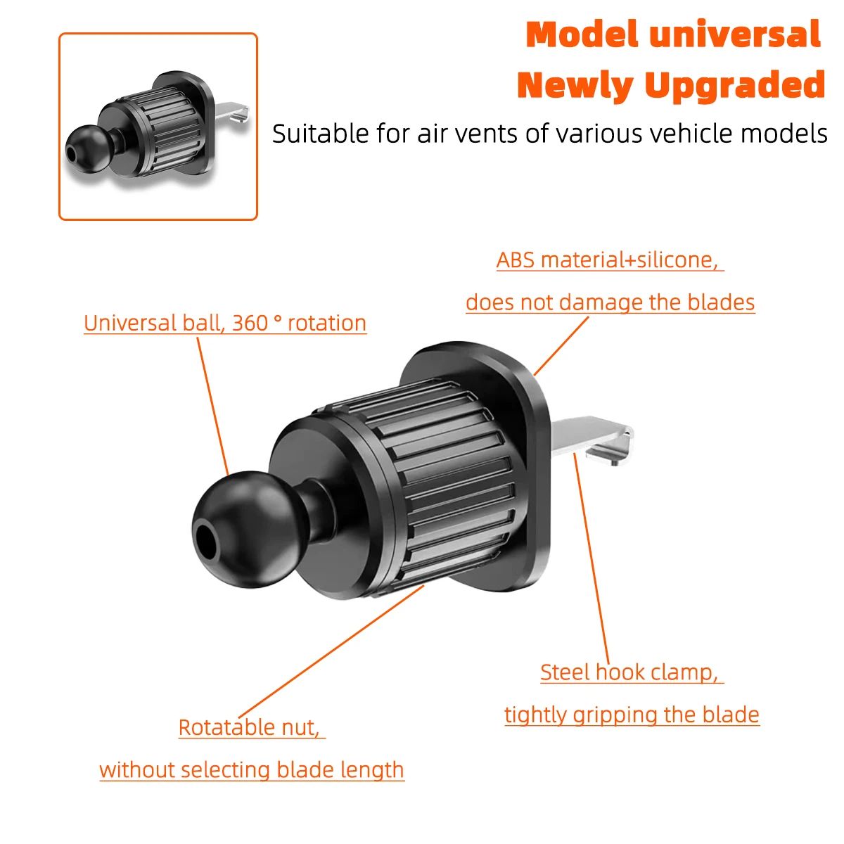 2025New 360 Rotation Gravity Car Phone Holder Air Vent Clip Navigation Stand Telescopic Air Outlet Phone Support for 4.7-7 inch