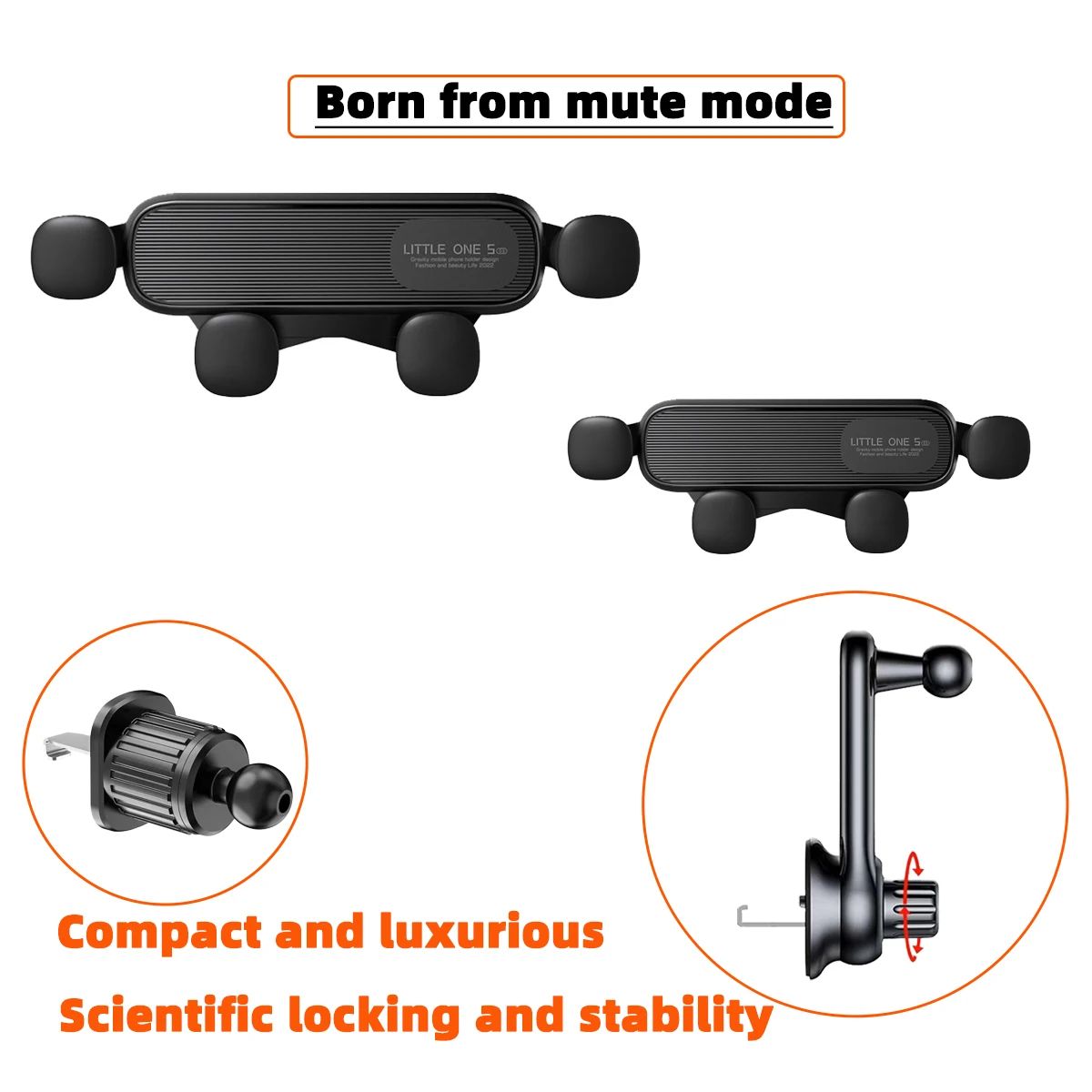 2025New 360 Rotation Gravity Car Phone Holder Air Vent Clip Navigation Stand Telescopic Air Outlet Phone Support for 4.7-7 inch