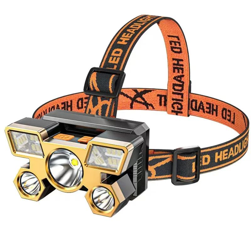 1pcs Rechargeable Headlamp, Portable 5LED Headlight Torch, Portable Working Light, Fishing Camping Head Light For Travel, Campin