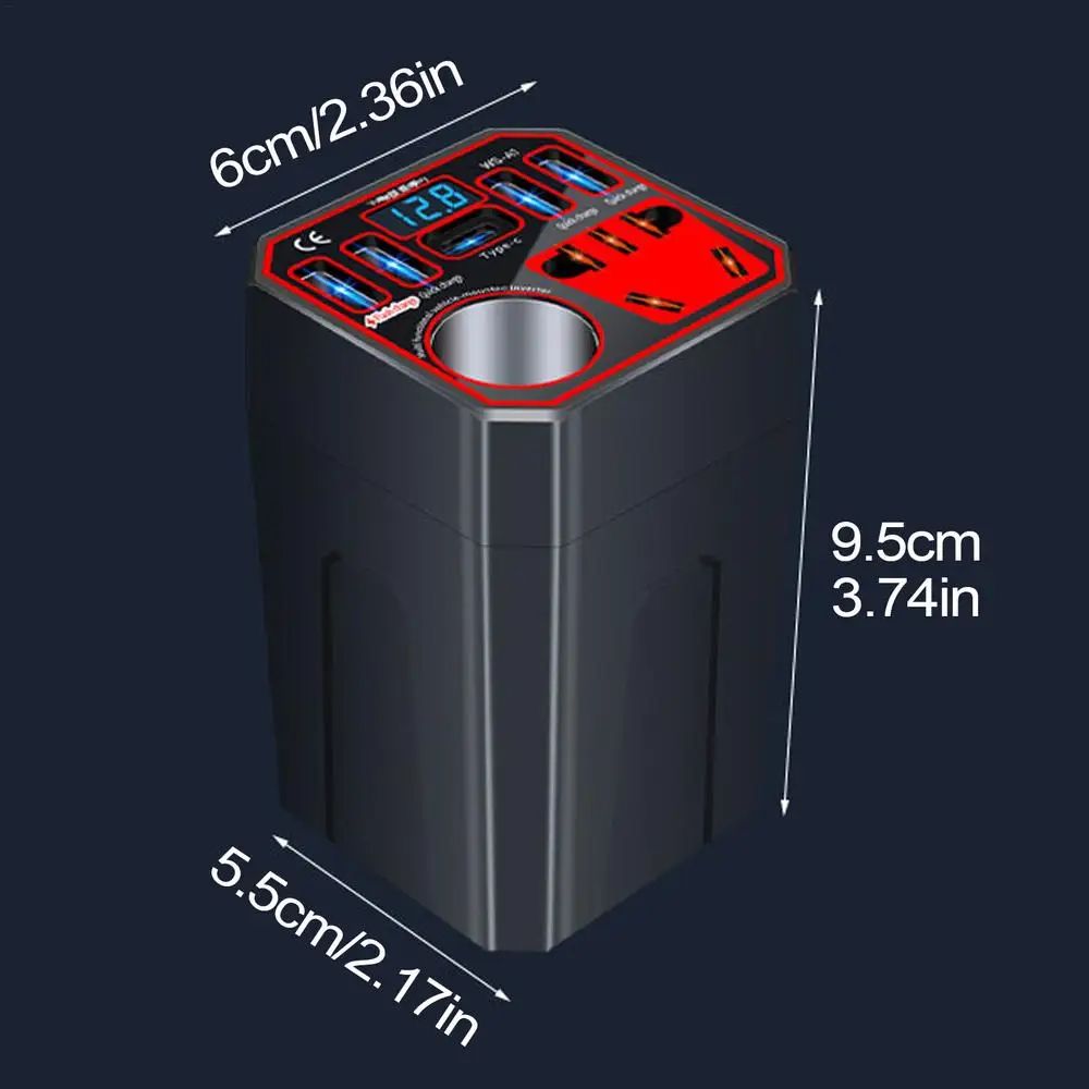 Power Inverter for Vehicle,Car Power Inverter,Multi-function Car Charger Adapter, Multi-function Multiport Converter Car Adapter Plug, Efficient Power Inverter for Vehicle