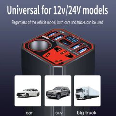 Power Inverter for Vehicle,Car Power Inverter,Multi-function Car Charger Adapter, Multi-function Multiport Converter Car Adapter Plug, Efficient Power Inverter for Vehicle
