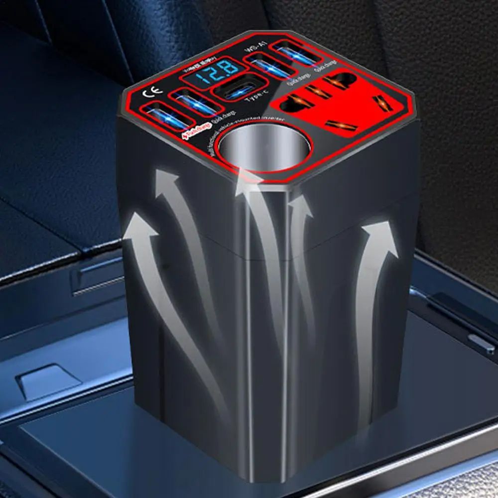 Power Inverter for Vehicle,Car Power Inverter,Multi-function Car Charger Adapter, Multi-function Multiport Converter Car Adapter Plug, Efficient Power Inverter for Vehicle
