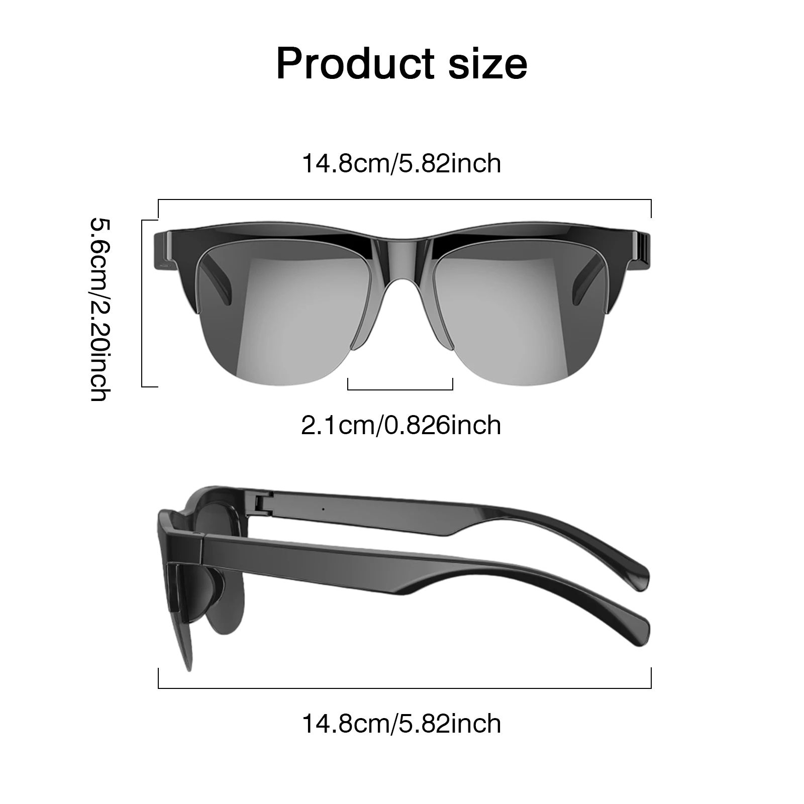 Smart Glasses V5.3 Bluetooth Sunglasses with Open Ear Speaker Headset Headphone Sunglasses Indoor Outdoor Bluetooth Speaker Sports UV Sun Protection Polarized Sunglasses Mens Women Audio Glasses