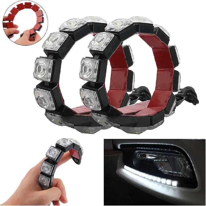 2Pcs Car Flexible LED DRL Daytime Running Light Driving Daylight Fog Light Lamp