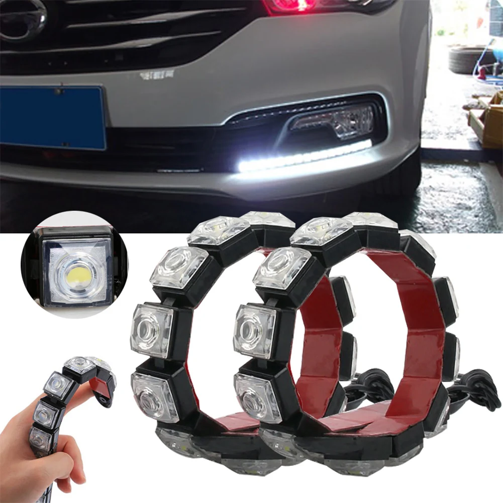2Pcs Car Flexible LED DRL Daytime Running Light Driving Daylight Fog Light Lamp