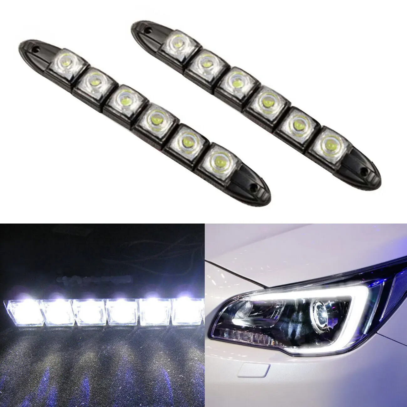 2Pcs Car Flexible LED DRL Daytime Running Light Driving Daylight Fog Light Lamp