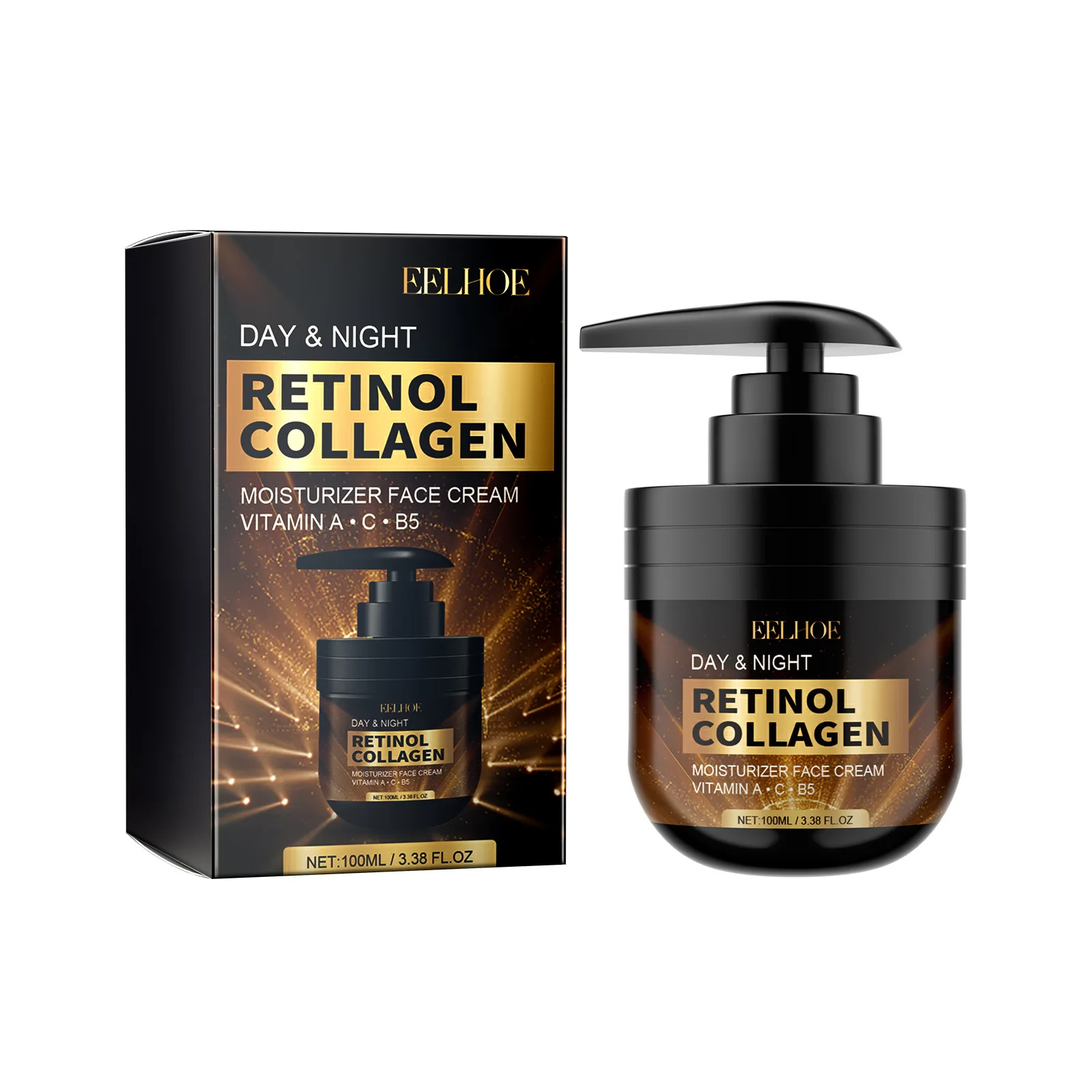 EELHOE Retinol Face Cream Collagen Moisturizing Face Firming Lifting Wrinkle Removal Pore Shrinking Vitamin C Facial Cream 100ml