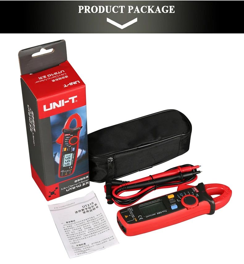UT210E Mini Digital Clamp Meters AC/DC Current Voltage Auto Range VFC Capacitance Multimeter