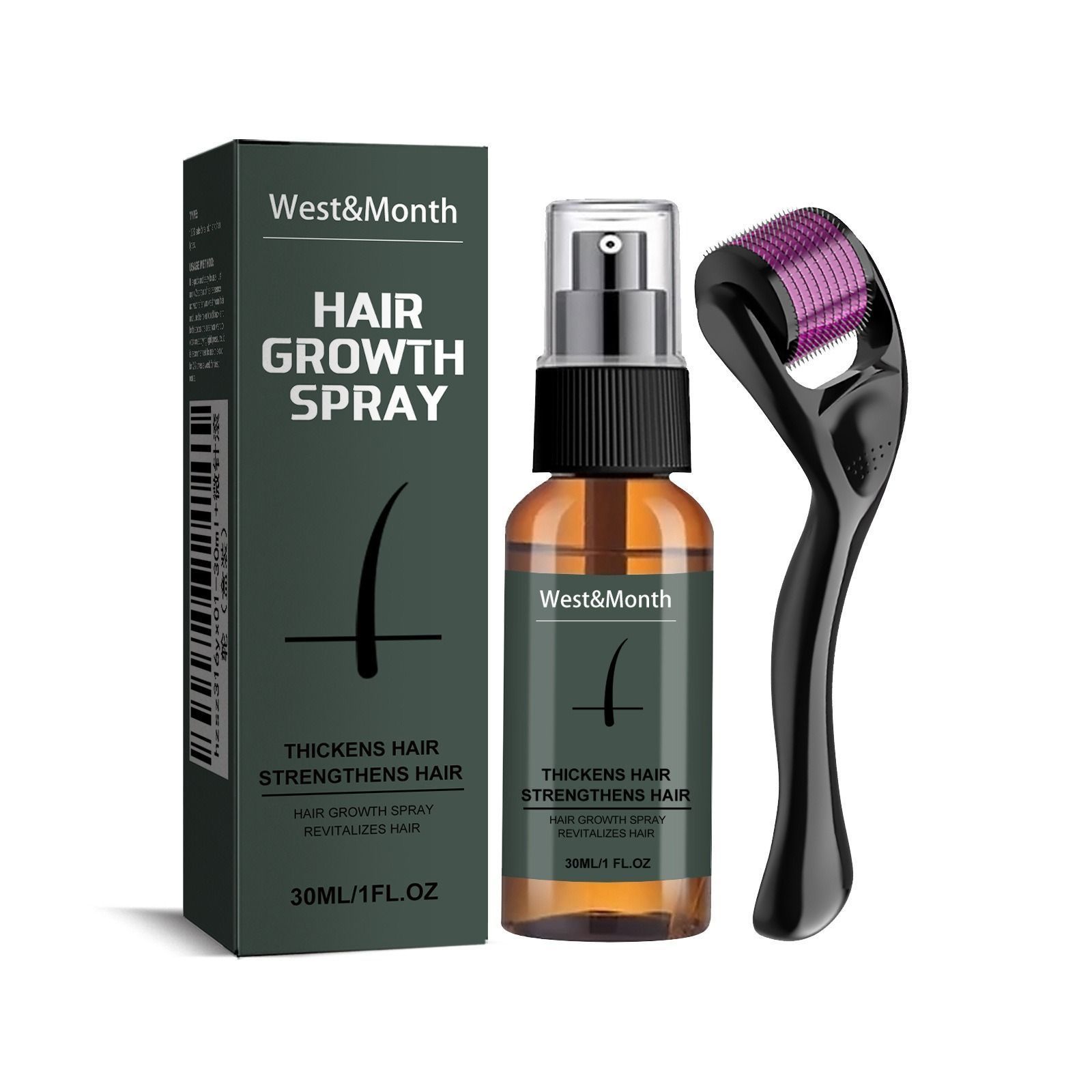 Men Beard Growth Spray Nourishing Moisturizing Beard Care Serum Roller Set Thick Beard Growth Enhancer Maintenance Hair Loss