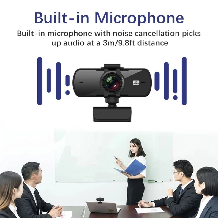 New Arrival Webcams 2K Full HD 1080P Mini Usb Web Camera Noise Cancelling Stereo Autofocus Computer Microphone USB Microphone For PC Computer Mac Laptop Desktop YouTube