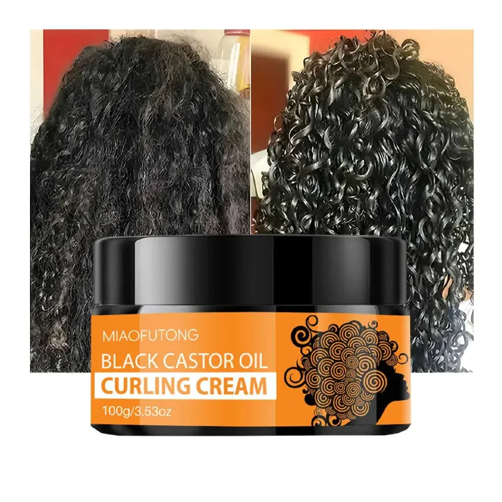 Black Castor Oil Curl Enhancing Cream - Provides Long-Lasting Hold And Moisture, Suitable for All Hair Types, an Ideal Choice for Dry And Curly Hair.