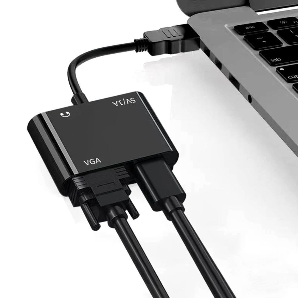 VGA to VGA HDMI 3 in 1 Adapter Splitter Dual Display With 3.5mm Audio Converter for PC Projector HDTV Multi-port VGA Adapter