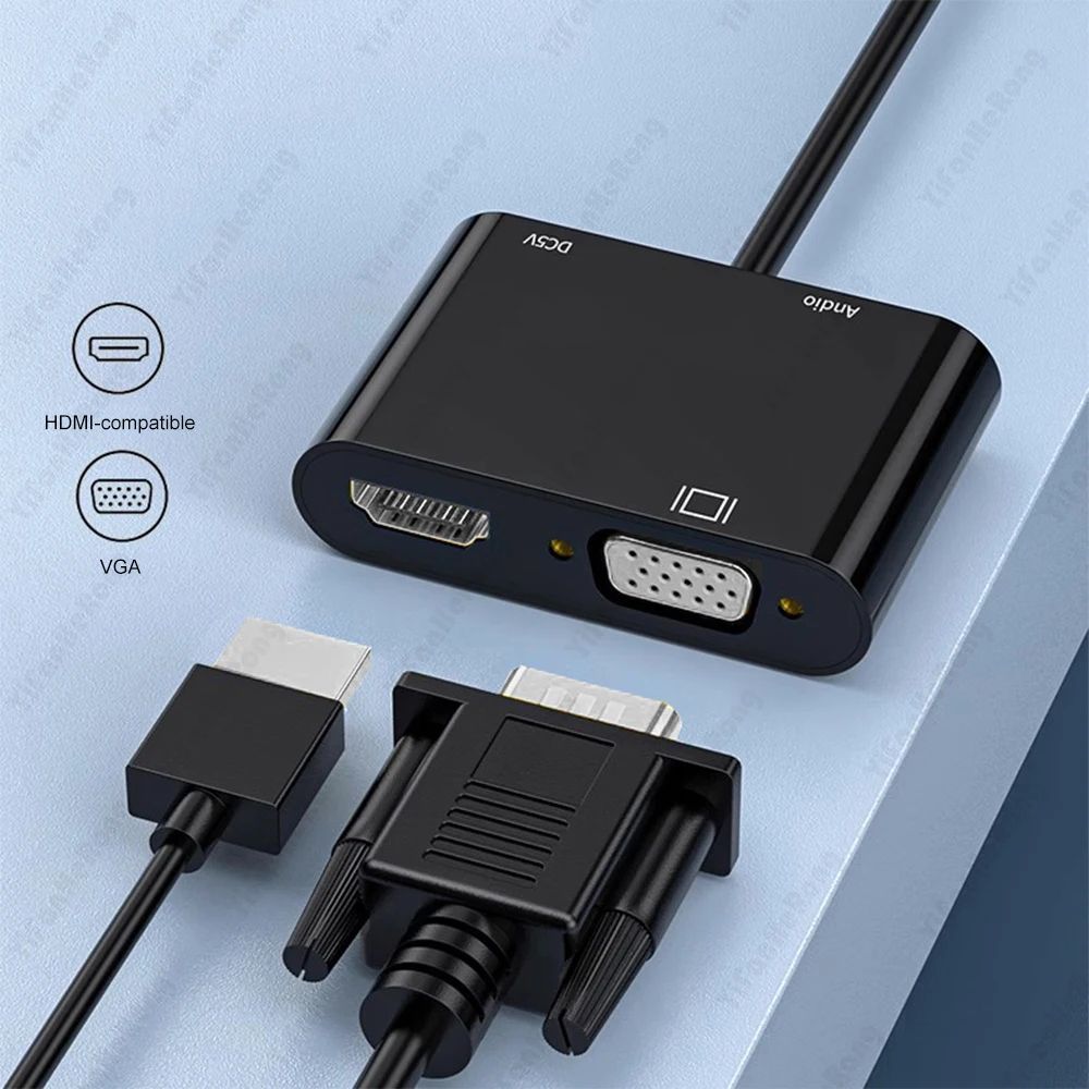 VGA to VGA HDMI 3 in 1 Adapter Splitter Dual Display With 3.5mm Audio Converter for PC Projector HDTV Multi-port VGA Adapter