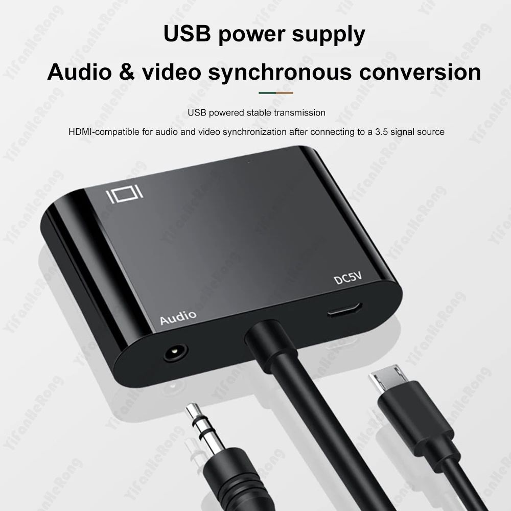 VGA to VGA HDMI 3 in 1 Adapter Splitter Dual Display With 3.5mm Audio Converter for PC Projector HDTV Multi-port VGA Adapter