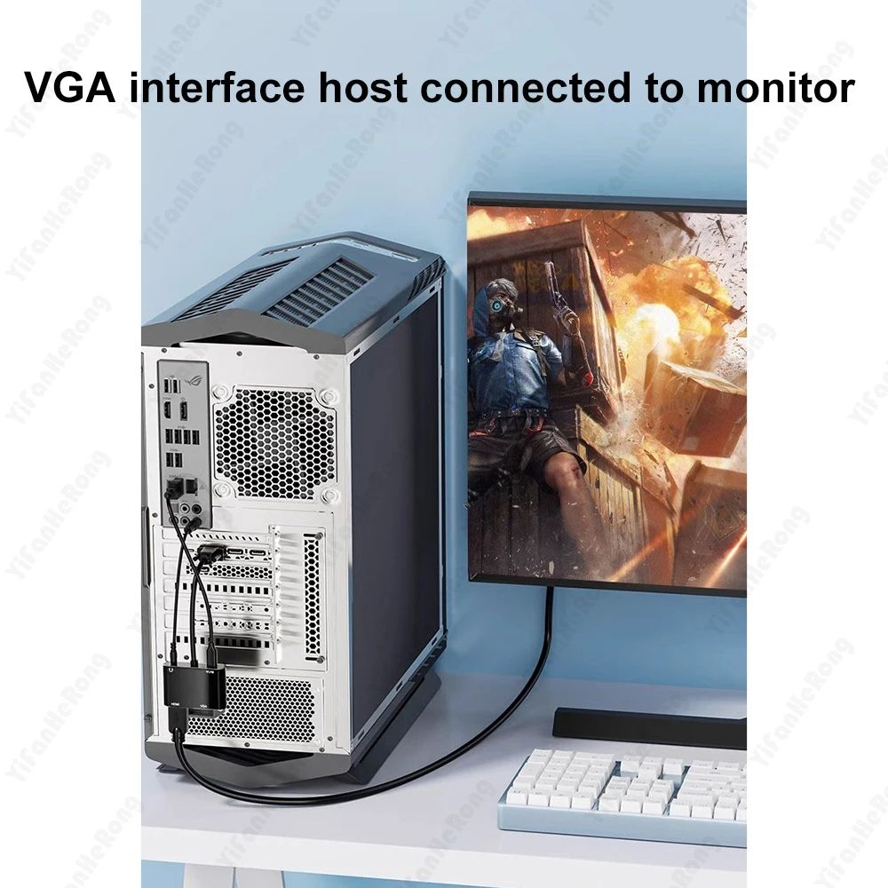 VGA to VGA HDMI 3 in 1 Adapter Splitter Dual Display With 3.5mm Audio Converter for PC Projector HDTV Multi-port VGA Adapter